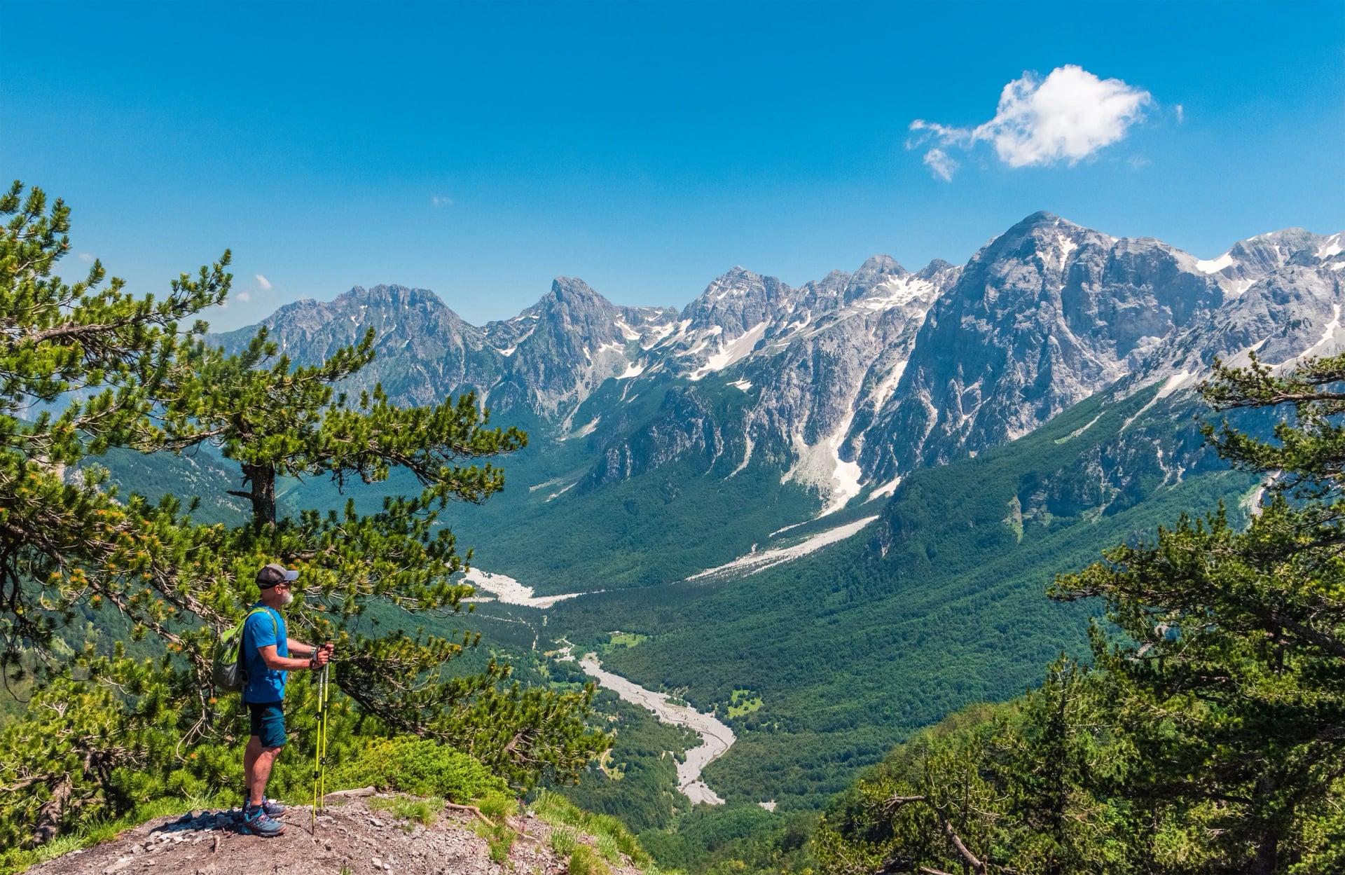 Looking down the Valbona valley from the heights