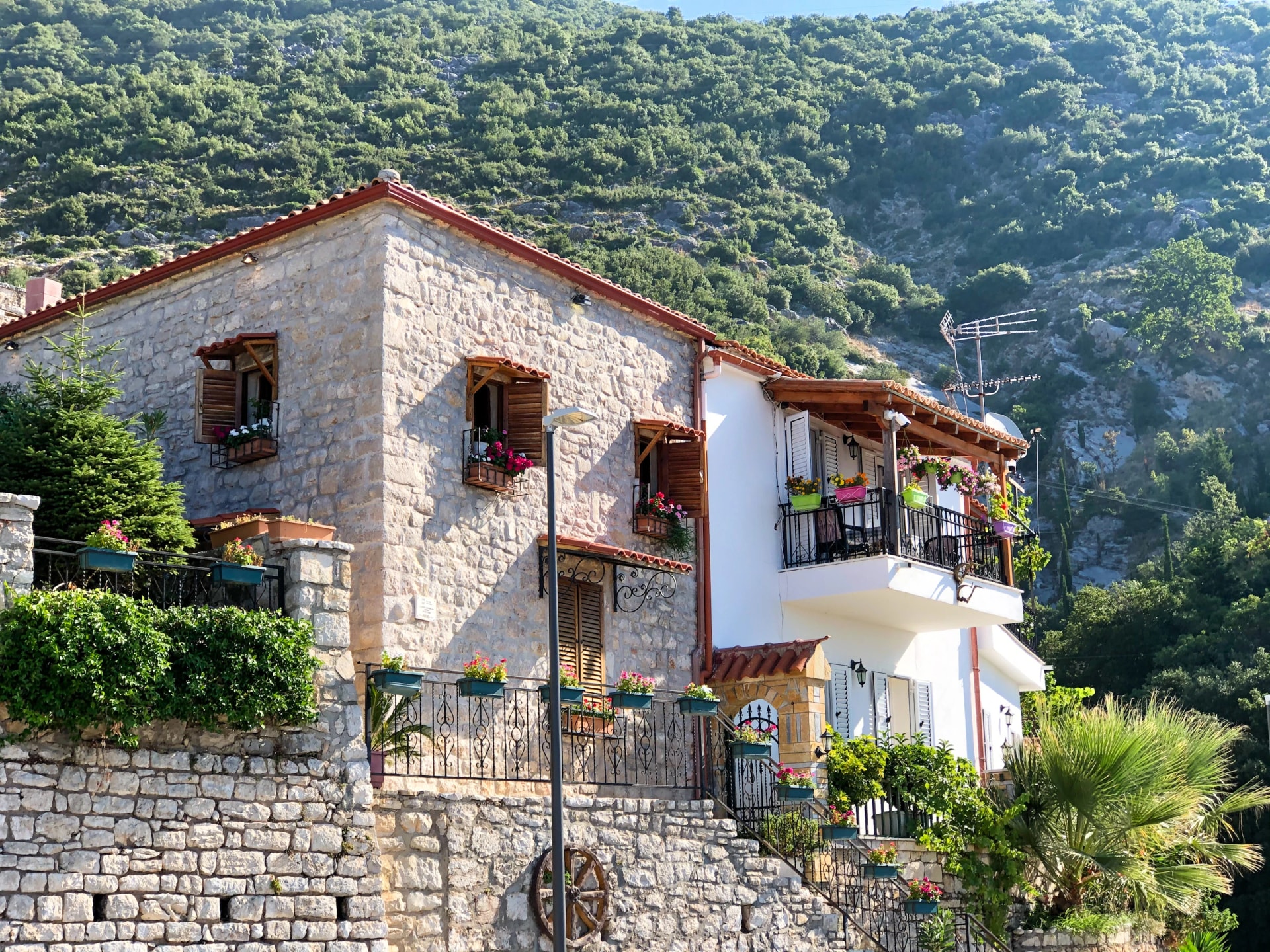 View of Vuno Village in Albania.summer holidays