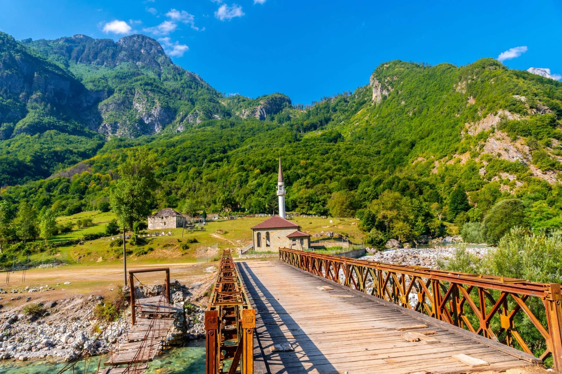 Small mosque in Dragobi in the Valbona valley, Theth national park, Albanian Alps, Albania
